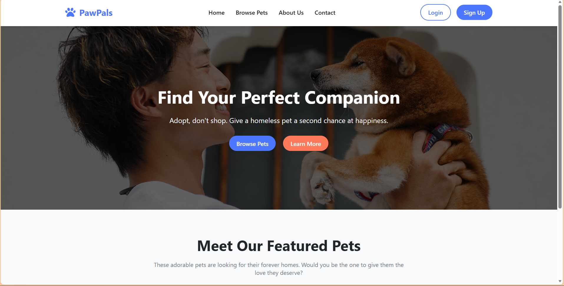 PawPals Pet Adoption Website